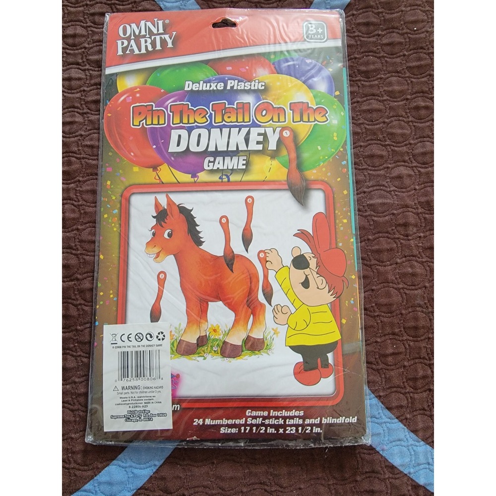 Pin the Tail on the Donkey Wall Game with tails